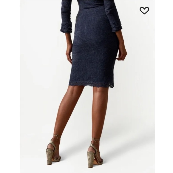 Ralph Lauren Collection Purple Label Ruffle Trim Blue Pencil Skirt Large NEW - Picture 2 of 12